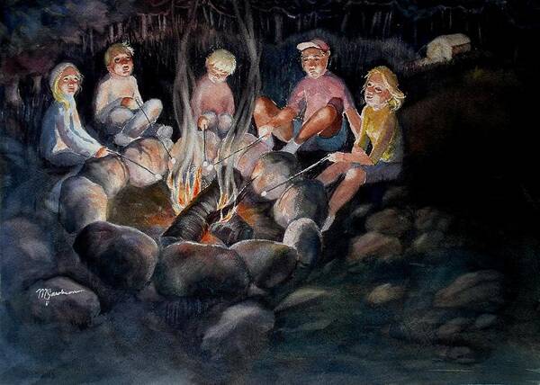 Family Poster featuring the painting Roasting Marshmallows by Marilyn Jacobson