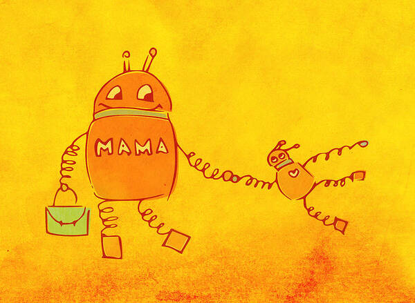  Robot Poster featuring the digital art Robomama by Boriana Giormova