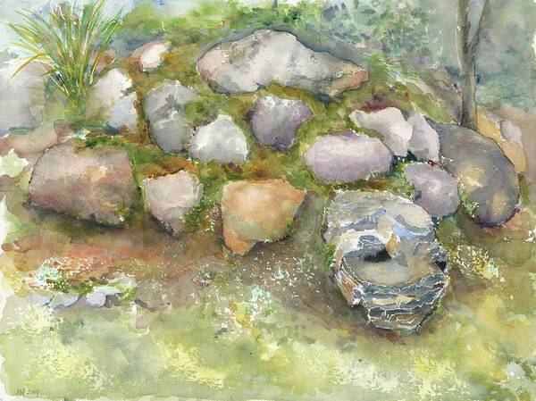 Rocks Poster featuring the painting Rock Turtle by Madeleine Arnett