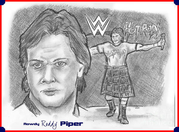 Wwf Poster featuring the drawing Roddy Piper by Chris DelVecchio