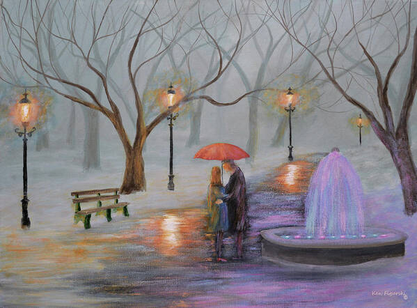 Snow Poster featuring the painting Romance In The Park by Ken Figurski