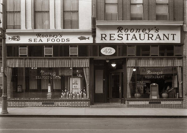 Wilkes Barre Poster featuring the photograph Rooney's Restaurant Wilkes Barre PA 1940s by Arthur Miller