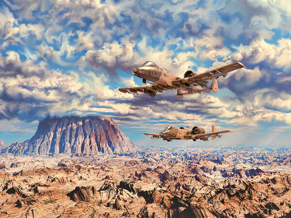 A-10 Poster featuring the digital art Rough Terrain by David Luebbert