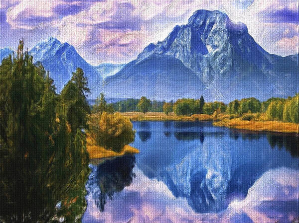 Mountains Poster featuring the painting Rundle Mountain by Wayne Bonney