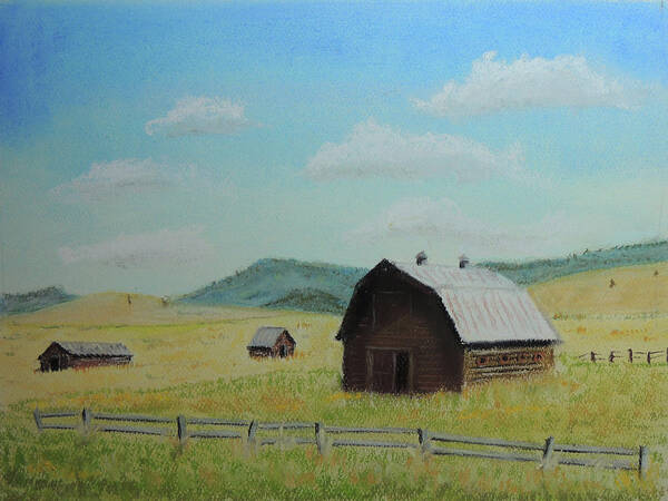 Pastel Painting Poster featuring the painting Rustic Montana Barn by Jayne Wilson