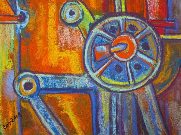 Abstract Poster featuring the pastel Rusty Parts by Barbara O'Toole