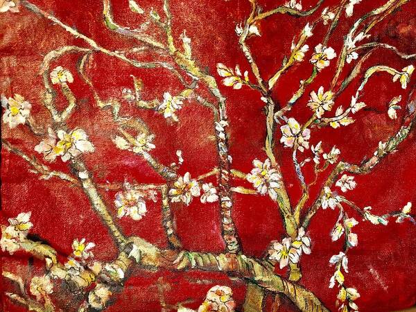 Blossoms Poster featuring the painting Sac Rouge avec Fleurs d'Almandiers by Belinda Low