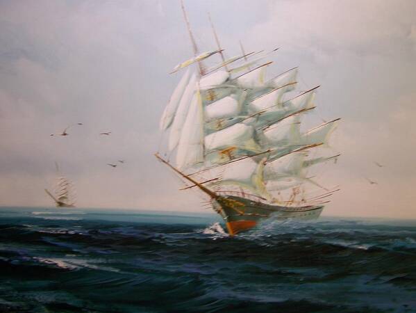Sailing Poster featuring the painting Sailing Ships the beauty of the sea by Robert E Gebler
