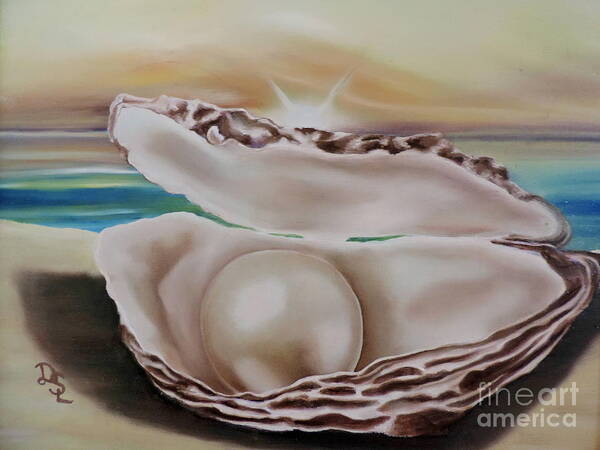 Oyster Shell Pearl Beach Poster featuring the painting Sands of Time by Dianna Lewis