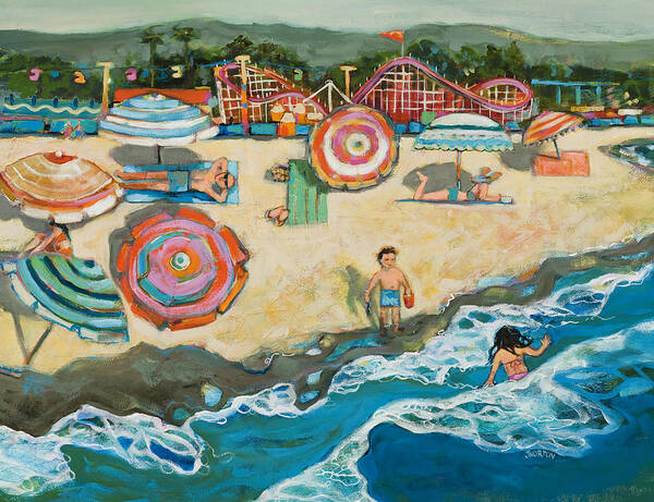 Beach Poster featuring the painting Santa Cruz Beach Boardwalk by Jen Norton