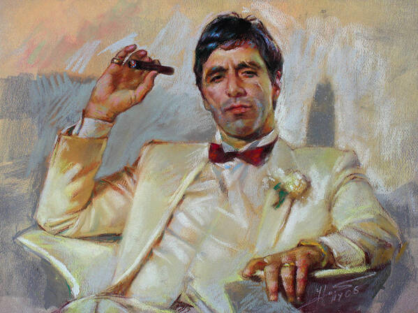 Scarface Poster featuring the pastel Scarface by Ylli Haruni