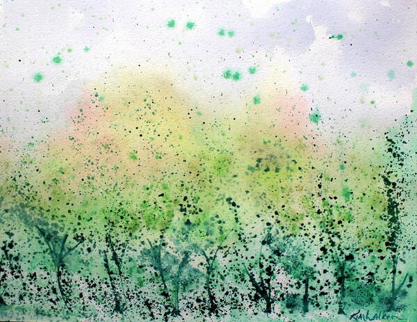Trees Poster featuring the painting Scattering Leaves Watercolor by Kimberly Walker