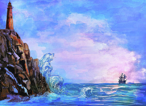  Poster featuring the painting Sea stories 2 by Andrzej Szczerski