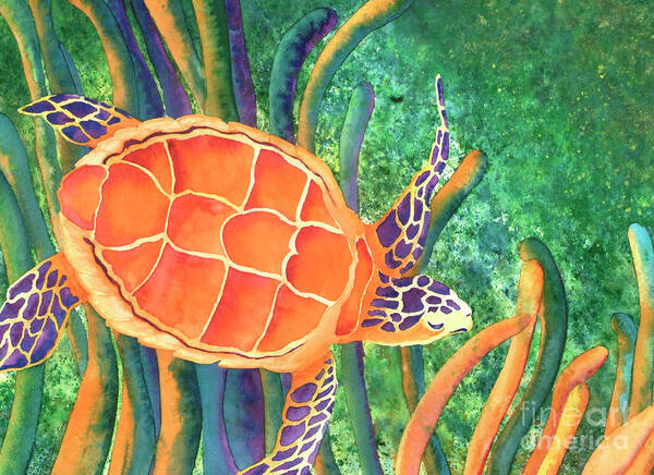 Seaturtle Poster featuring the painting Sea the Beauty by Tracy L Teeter 