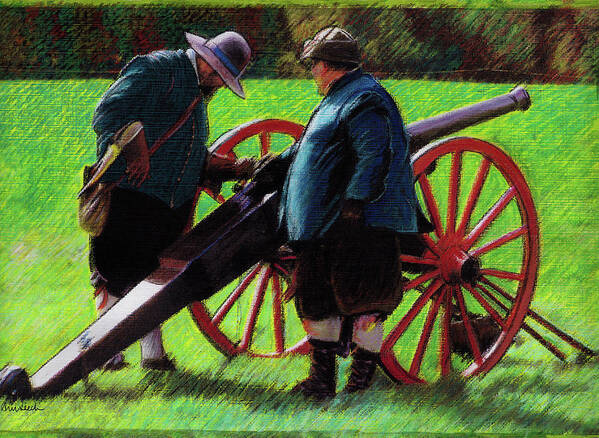 Sealed Knot Poster featuring the mixed media Sealed Knot, Loading the Cannon by Ann Leech