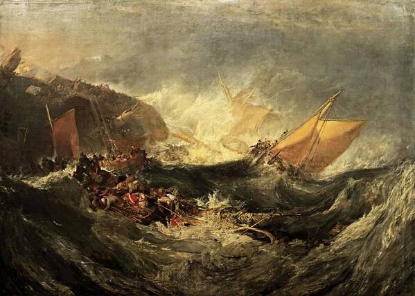 Minotaur Poster featuring the painting Shipwreck of the Minotaur by J M William Turner