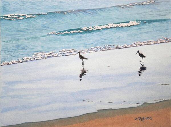 Water Poster featuring the painting Shore Birds by Mike Robles