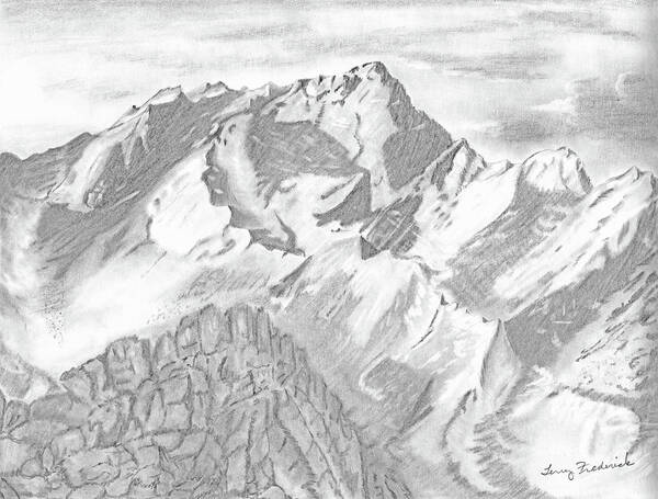 Sierra's Poster featuring the drawing Sierra Mt's by Terry Frederick