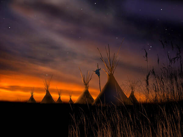 Native American Poster featuring the painting Silent Teepees by Paul Sachtleben