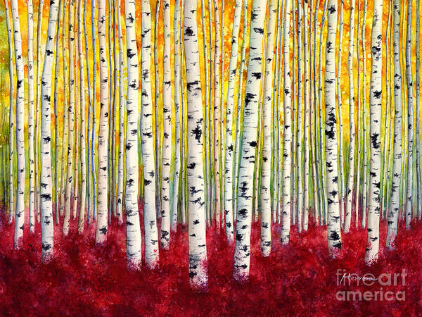 Birch Poster featuring the painting Silver Birches by Hailey E Herrera