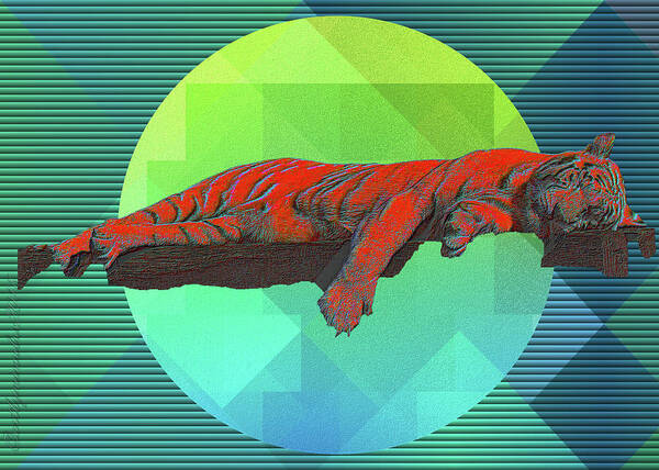 Tiger Poster featuring the digital art Sleeping Tiger by Mimulux Patricia No
