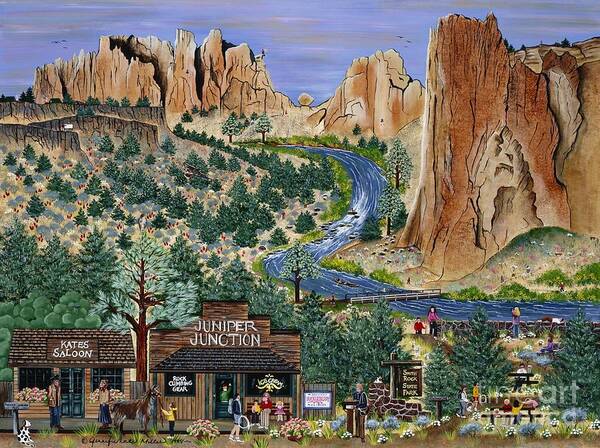 Smith Rock Poster featuring the painting Smith Rock State Park by Jennifer Lake