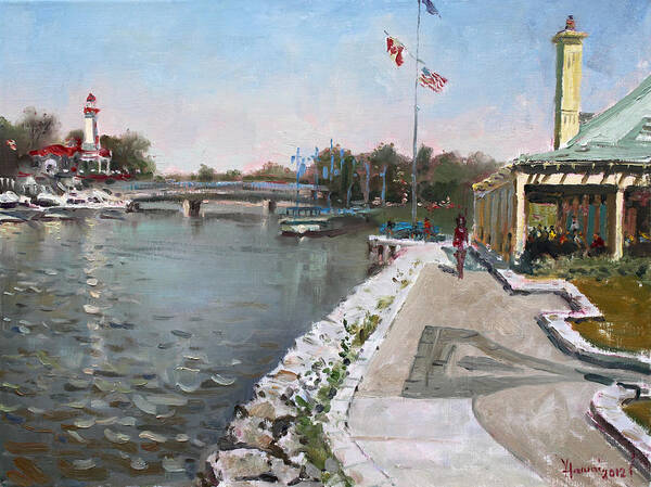 Snug Harbour Restaurant Poster featuring the painting Snug Harbour Restaurant by Ylli Haruni