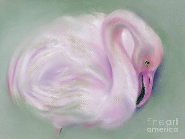 Bird Poster featuring the painting Soft Pink Flamingo Mirrored by MM Anderson