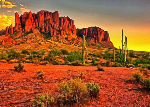 Landscape Poster featuring the digital art Sonoran Desert by Charmaine Zoe