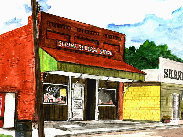 Kevin Callahan Poster featuring the painting Spring General Store Sharpsburgh Iowa by Kevin Callahan