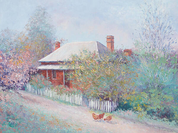 Country Cottage Poster featuring the painting Spring in the country by Jan Matson