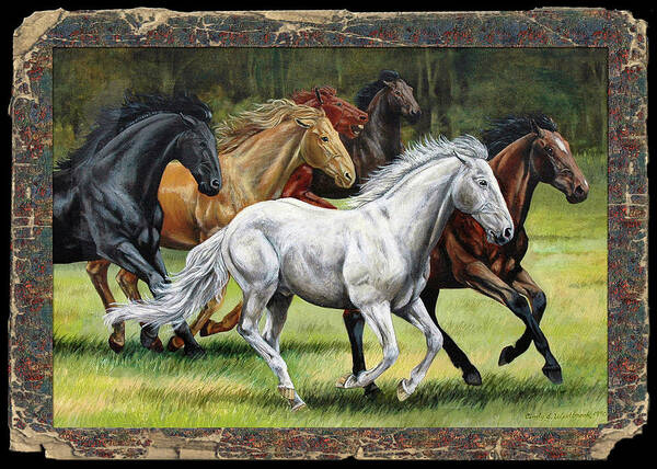 Horse Poster featuring the painting Spunky and the Gang by Cynthia Westbrook