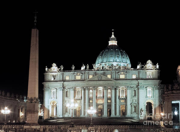 Christian Poster featuring the photograph St Peter's basilica by night by Fabrizio Ruggeri