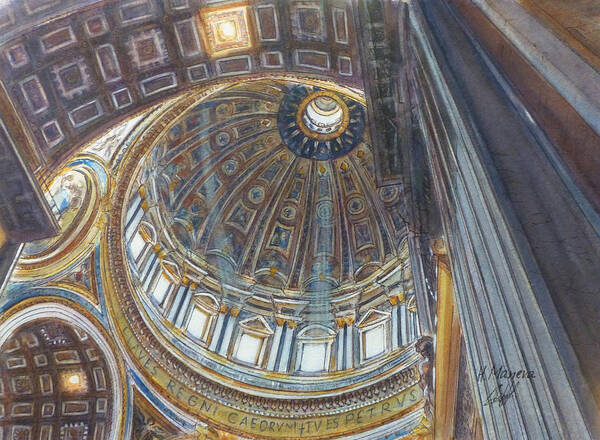 Christianity Poster featuring the painting St Peters Basilica by Henrieta Maneva