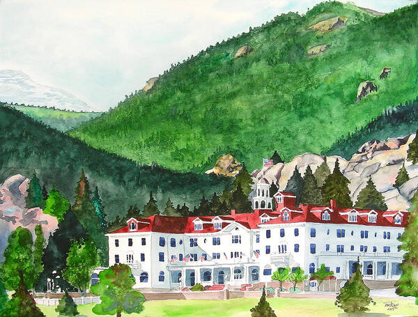 Estes Park Poster featuring the painting Stanley Hotel by Tom Riggs