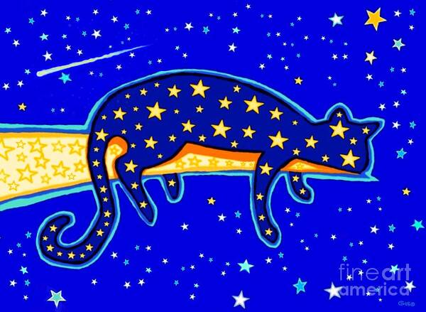 Cat Poster featuring the digital art Starry Night by Nick Gustafson