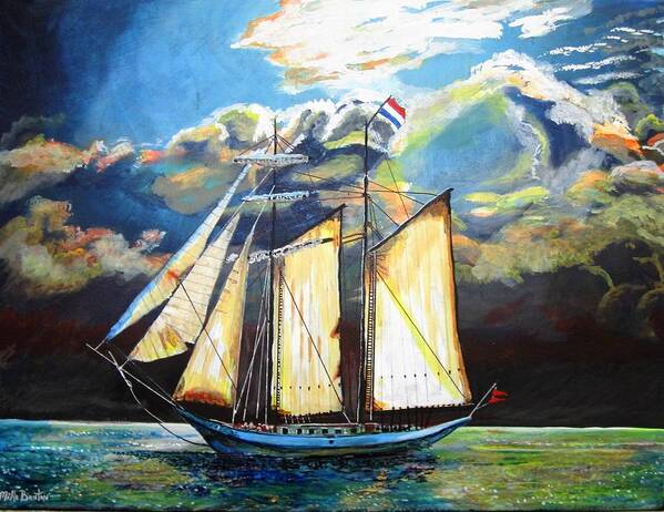 Sailing Ship Poster featuring the painting Steady as She Goes by Mike Benton