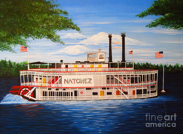 New Orleans Poster featuring the painting Steamboat on the Mississippi by Valerie Carpenter