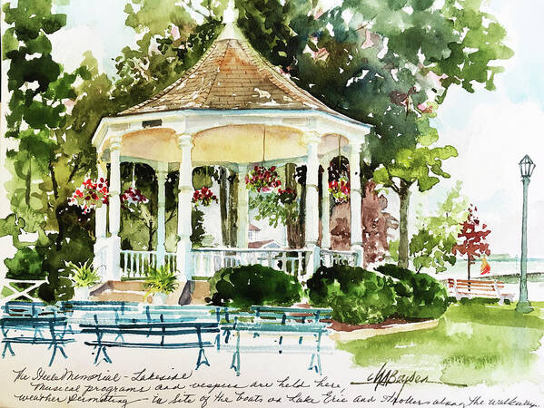 Lakeside Poster featuring the painting Steele Memorial Bandstand by Maryann Boysen