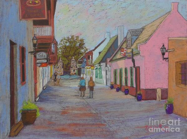 Pastels Poster featuring the pastel St.George St.,St. Augustine ,Fla. by Rae Smith