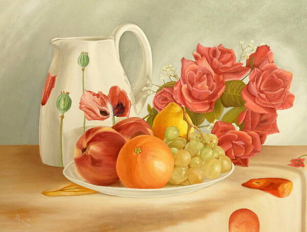 Still Life Poster featuring the painting Still Life by Angeles M Pomata