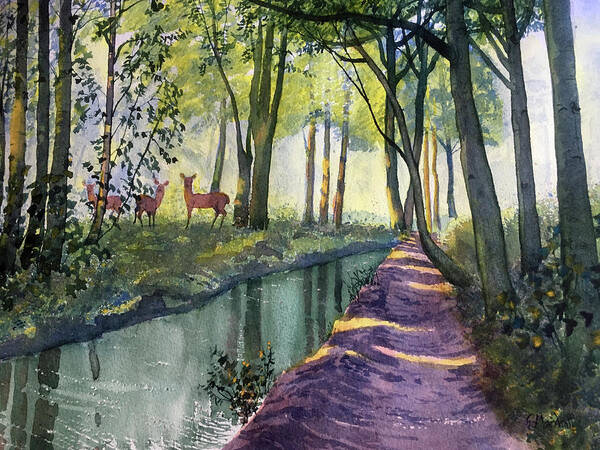 Glenn Marshall Poster featuring the painting Summer Shade in Lowthorpe Wood by Glenn Marshall