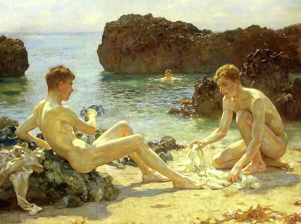 Henry Scott Tuke Poster featuring the painting Sun Bathers by Henry Scott Tuke