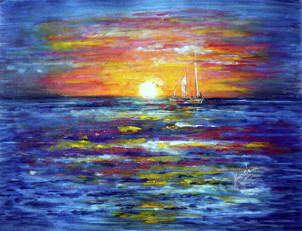 Sunrise Poster featuring the painting Sunrise by Harsh Malik