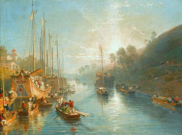 William Havell (reading 1782 - London 1857) Poster featuring the painting Sunrise on the Grand Canal by MotionAge Designs