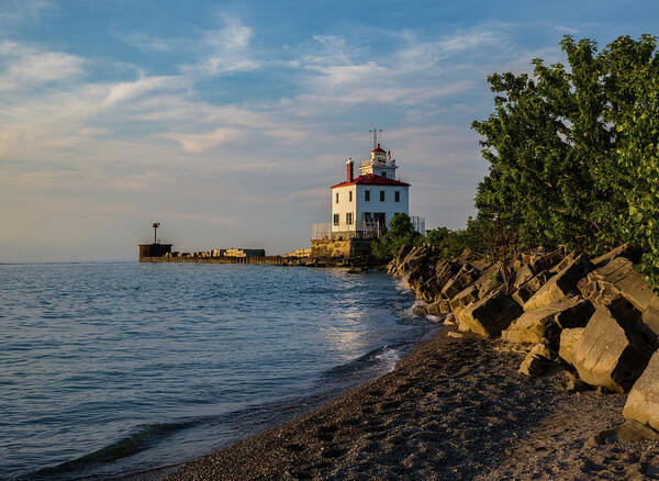 Sunset Fairport Harbor Lighthouse Poster featuring the photograph Sunset at Fairport Harbor Lighthouse by Dale Kincaid