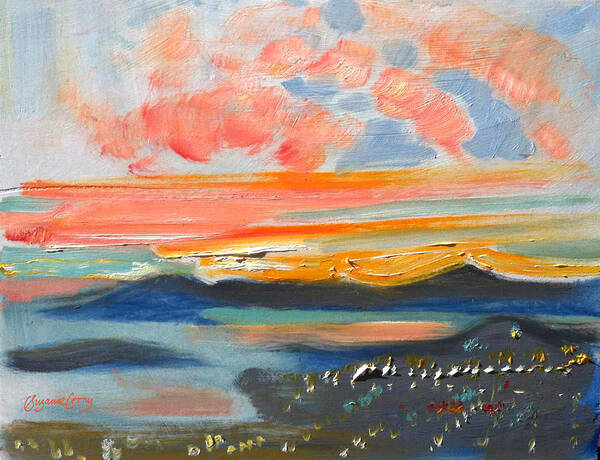 Landscape Poster featuring the painting Sunset El Cerrito CA by Suzanne Giuriati Cerny