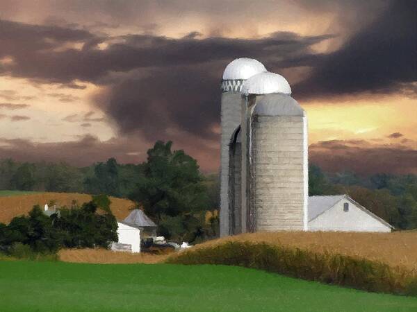 Farm Poster featuring the photograph Sunset On The Farm by David Dehner