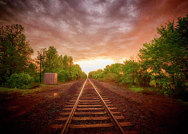 Railroad Tracks Poster featuring the photograph Sunset on the Paducah and Louisville Railway by Jim Pearson