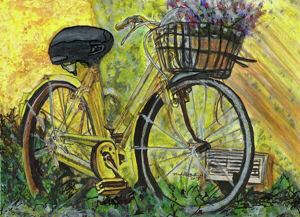 Watercolor Poster featuring the painting Sunshine Bike by Michelle Gilmore